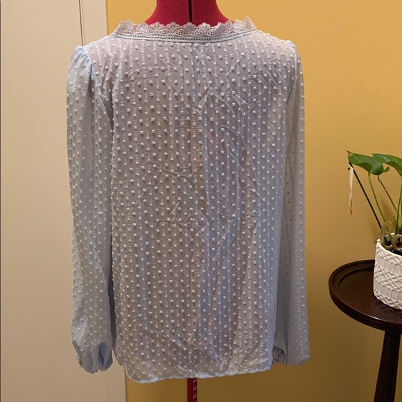 SHEIN Frenchy Swiss Dot Lace Panel Blouse - Picture 6 of 17